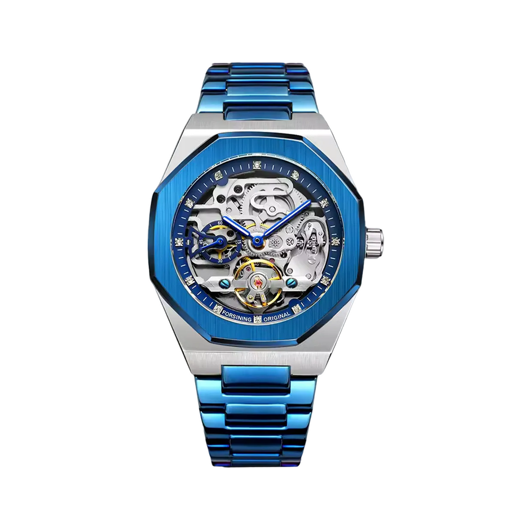 Relógio Masculino Skeleton Blue