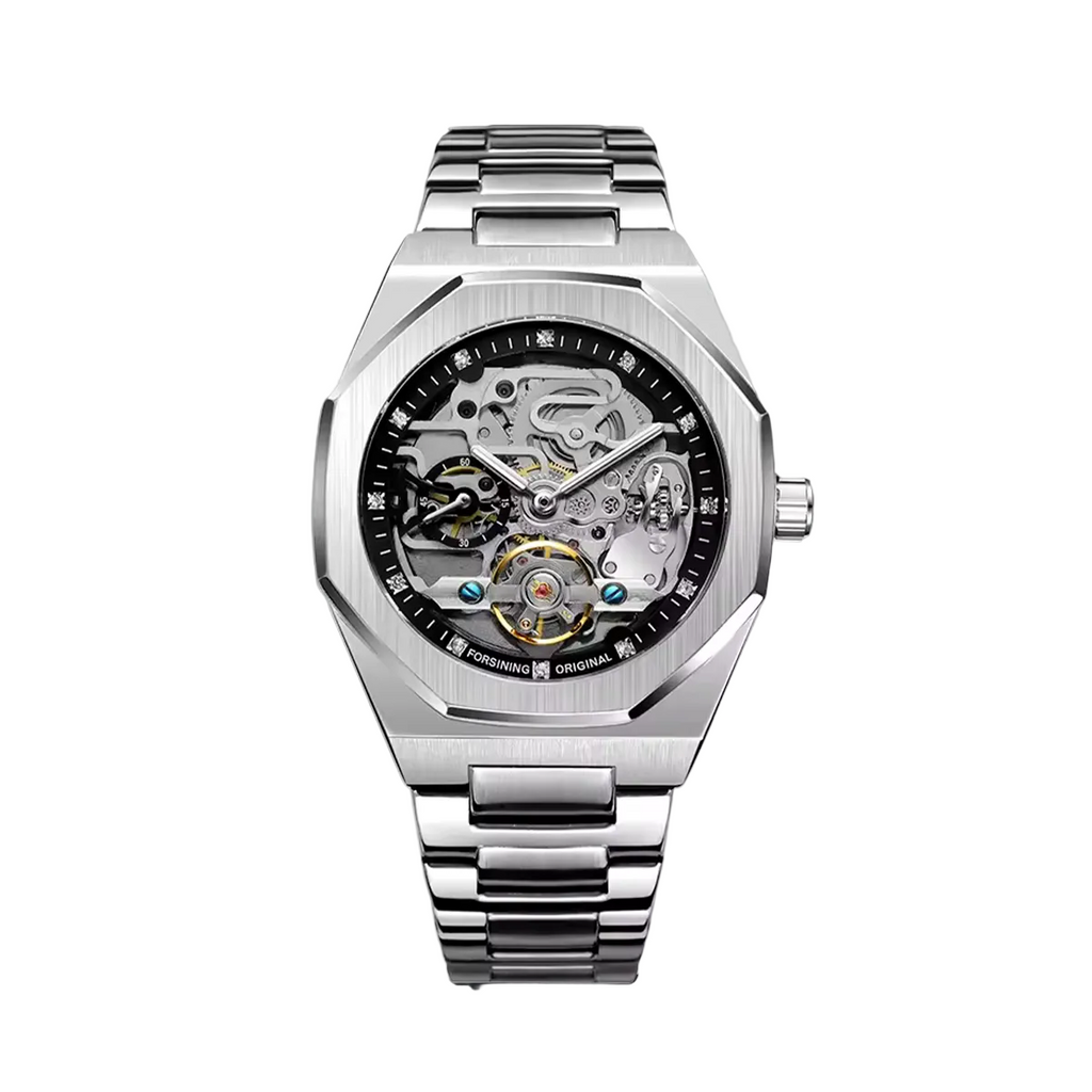 Relógio Masculino Skeleton Silver